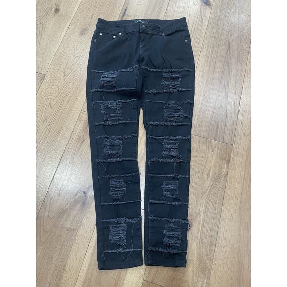 MINKPINK Black Raptor Slashed Low Rise Skinny Jeans Size M Women’s /Teen‎ - Picture 1 of 5